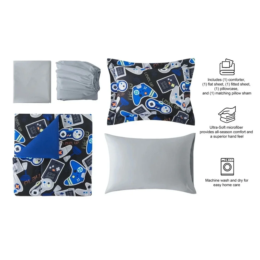 Twin comforter set with sheets 5 piece boys